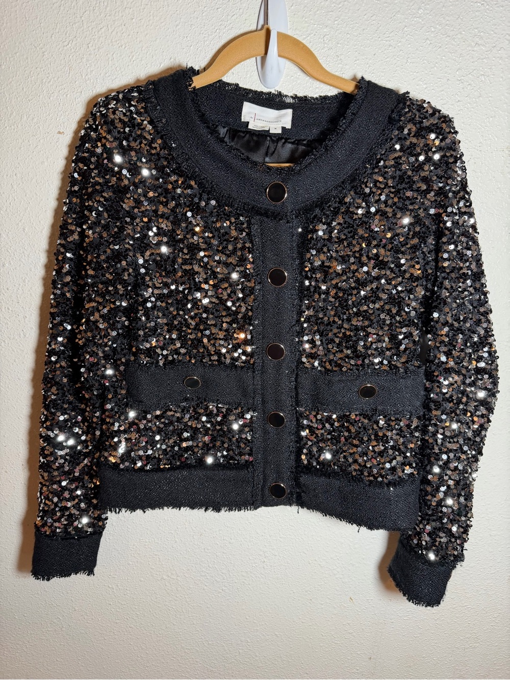 Anthropologie Black Sequin Embellished Women's Cardigan Jacket